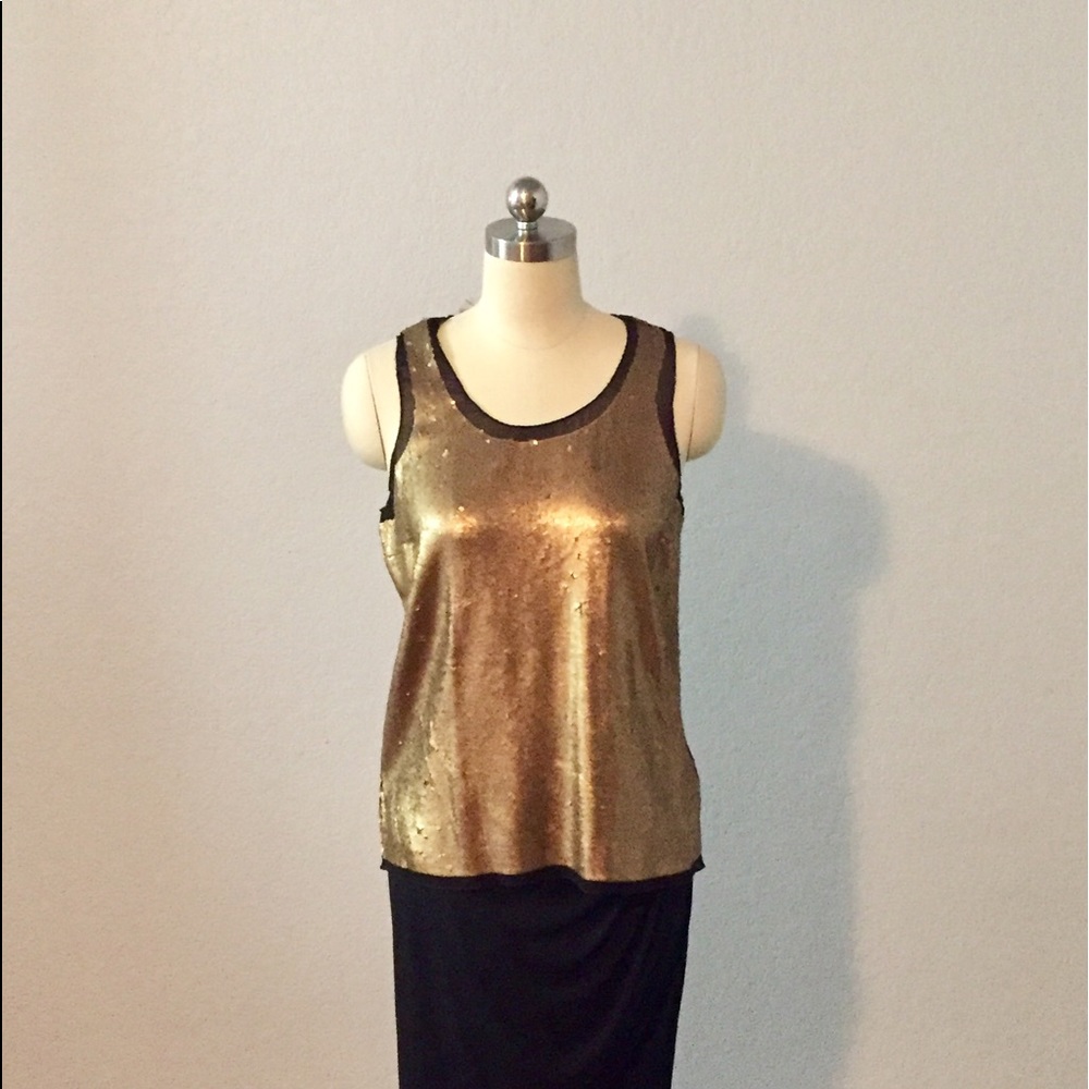 NWT Michael Kors Gold Sequin Tank Top Medium